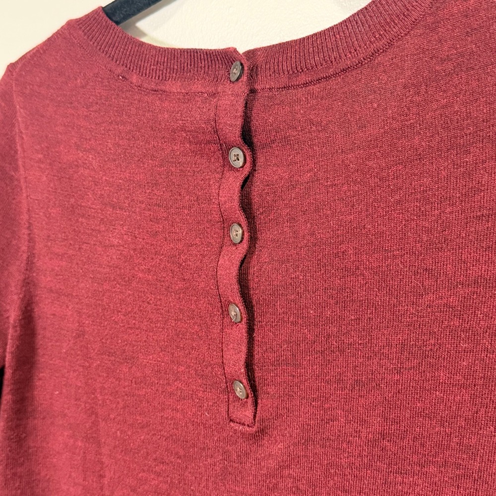LOFT Wool Blend Minimalist Fall Sweater (M) Button Detail 3/4 Sleeve Office - Picture 11 of 11